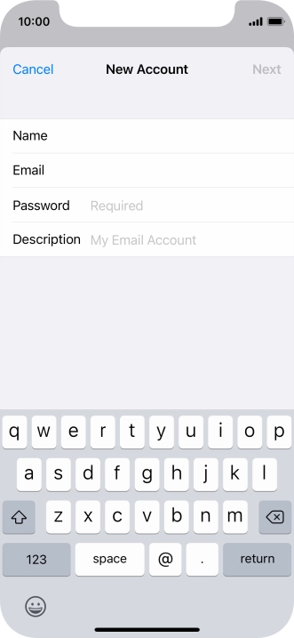 Press Password and key in the password for your email account.