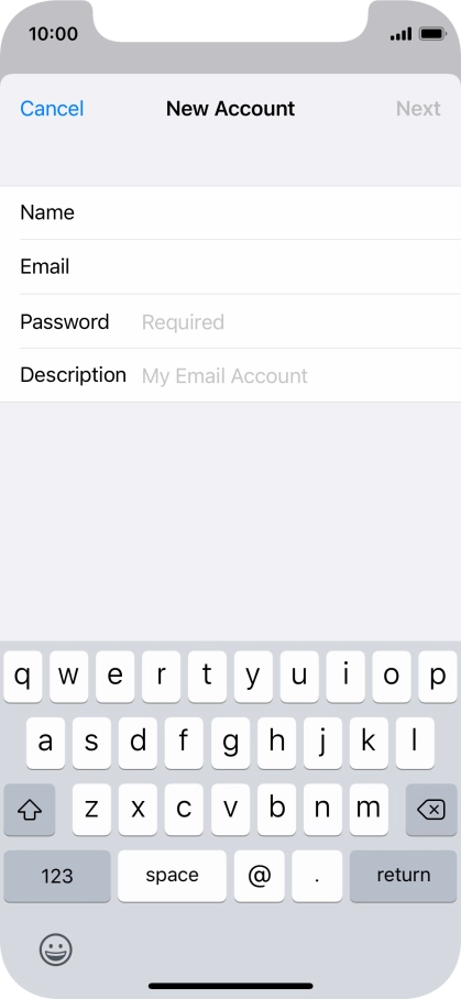 Press Password and key in the password for your email account.