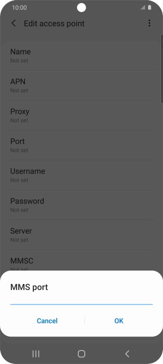 Key in 8080 and press OK.