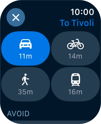 Press the required transport type.