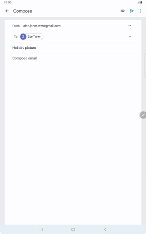 Press the text input field and write the text for your email message.