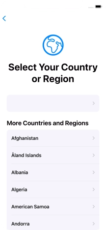 Press the required country or area.