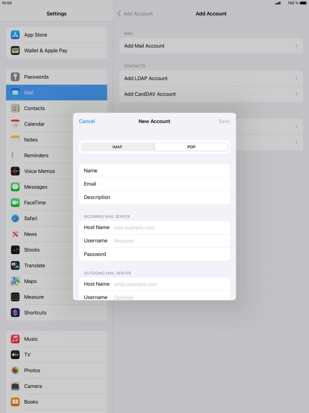 Press Host Name and key in the name of your email provider's incoming server.