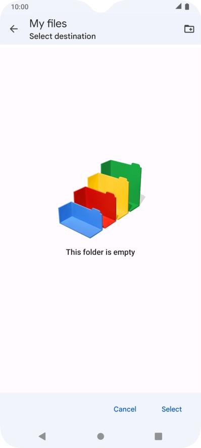 To create a new folder, press the new folder icon and follow the instructions on the screen to create a new folder.