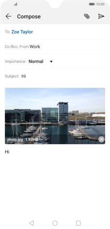 Press the send icon when you've finished your email message.