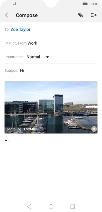 Press the send icon when you've finished your email message.