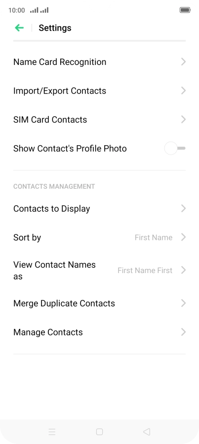 Press SIM Card Contacts.