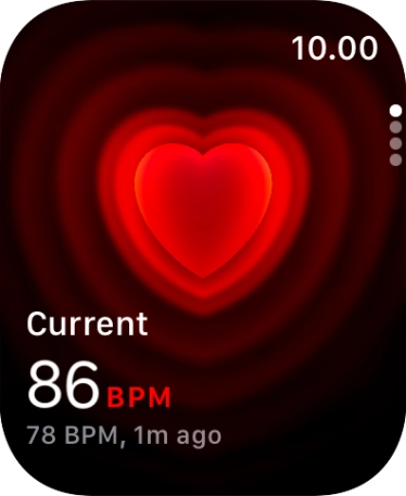 Your current heart rate is displayed below Current.