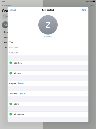 Press Last name and key in the last name.