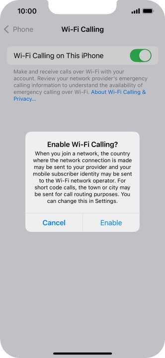 If you turn on the function, press Enable.