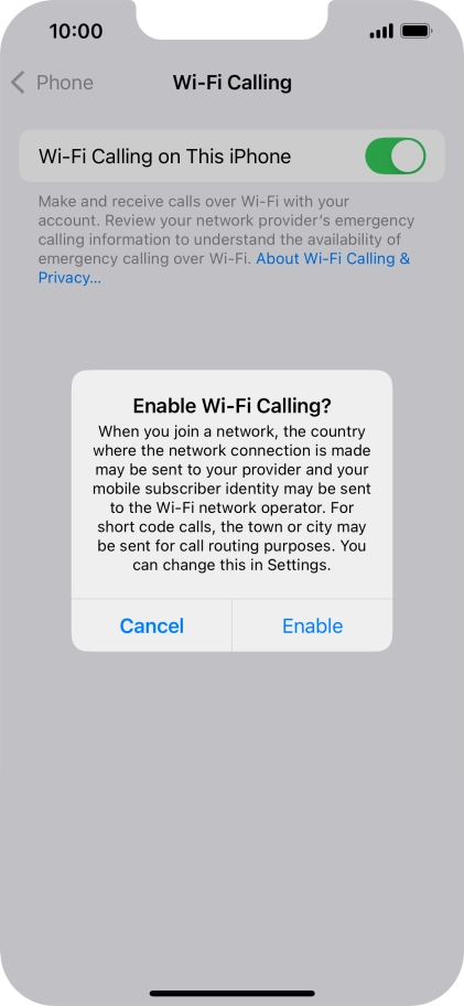 If you turn on the function, press Enable.