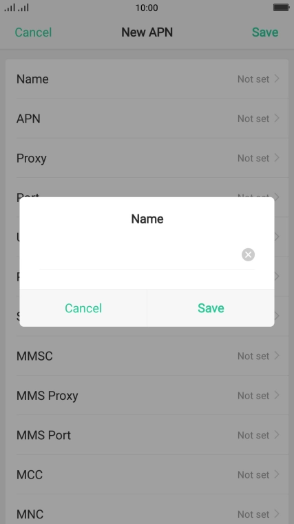 Key in Vodafone Internet and press Save.