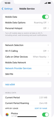 Press Mobile Data Options.