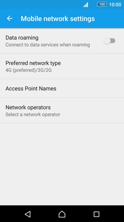 Press Preferred network type.