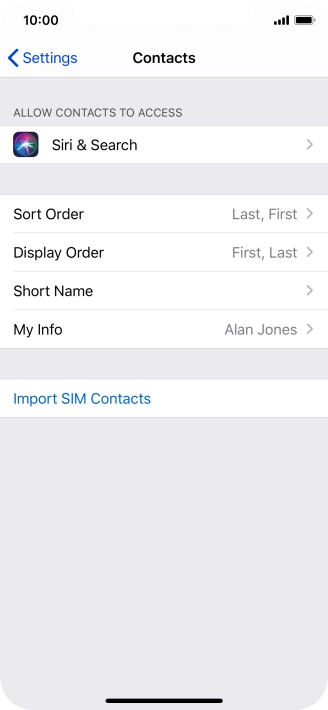 Press Import SIM Contacts.