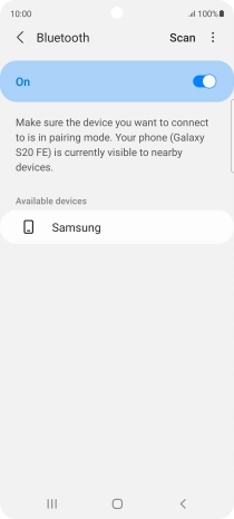 Press the required Bluetooth device and follow the instructions on the screen to pair the device with your phone.