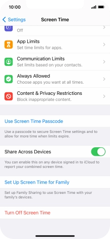Press Use Screen Time Passcode and follow the instructions on the screen to select a Screen Time password.