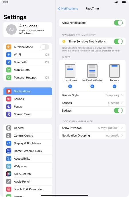 Press the indicator next to 