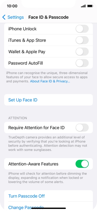 Press Turn Passcode Off and key in the phone lock code.