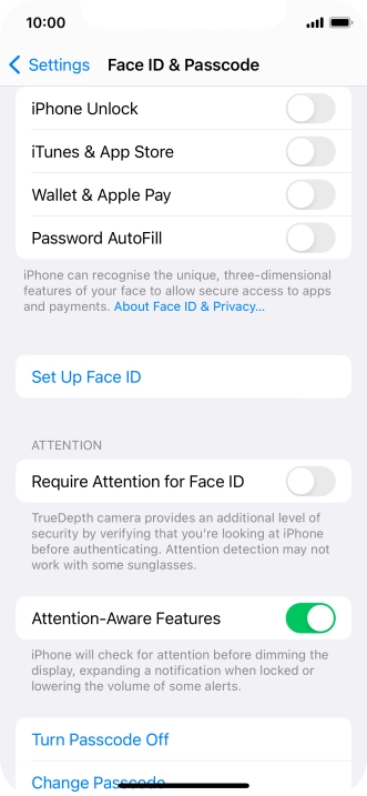Press Turn Passcode Off and key in the phone lock code.