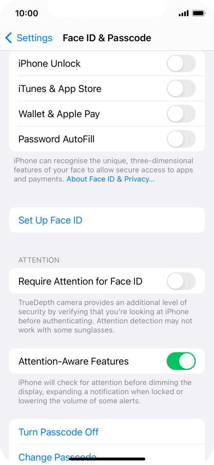 Press Turn Passcode Off and key in the phone lock code.