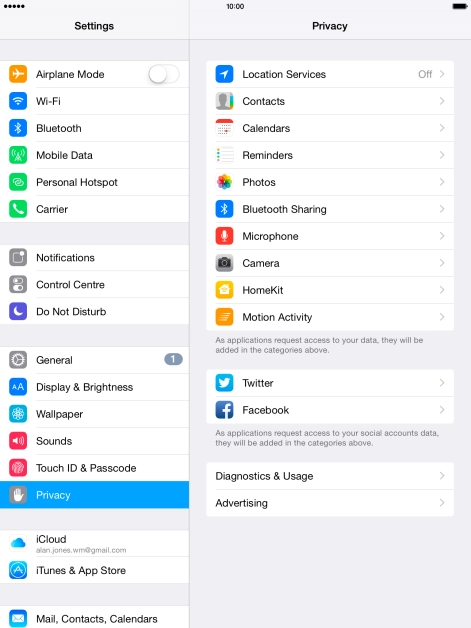 Press Location Services.