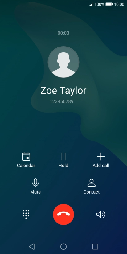 Press the end call icon.