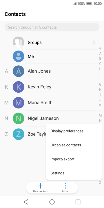 Press Import/export.