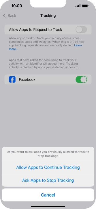 If you turn off the function, press the required setting.