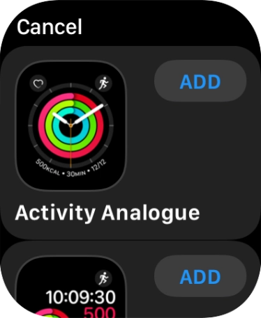 Press the required watch face.