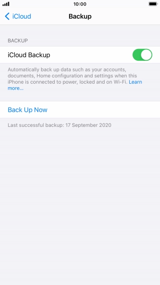 Press Back Up Now and wait while the phone memory is backed up.