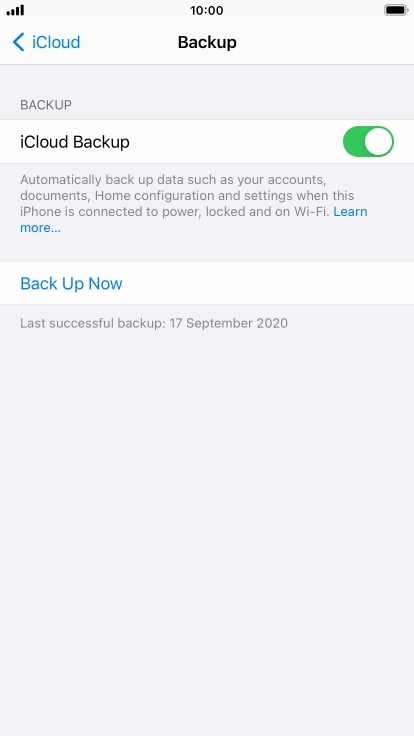 Press Back Up Now and wait while the phone memory is backed up.