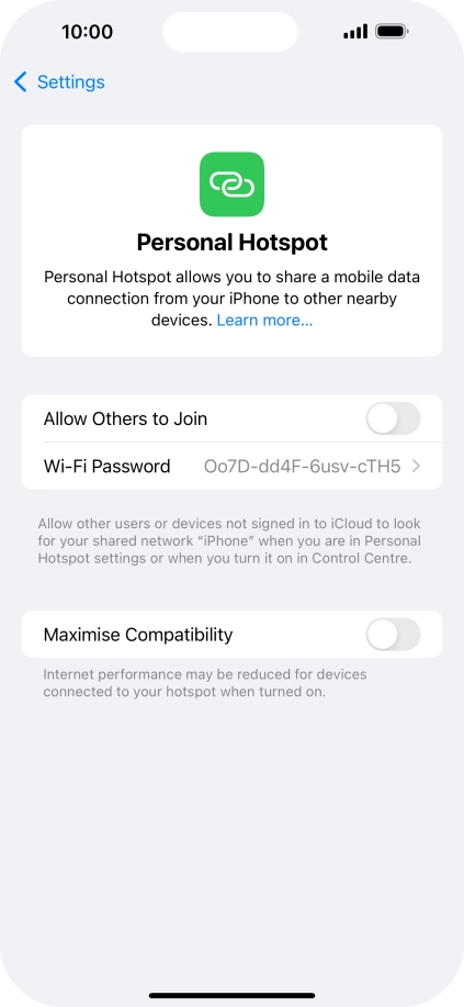 Press Wi-Fi Password and key in the required password.