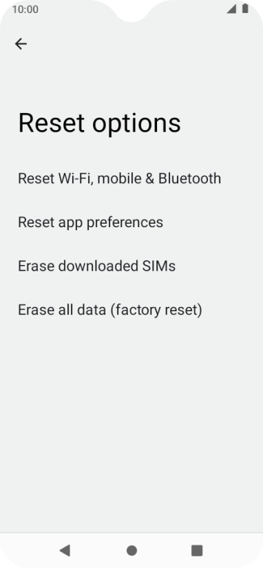 Press Reset Wi-Fi, mobile and Bluetooth.