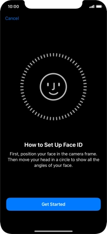 Press Get Started and follow the instructions on the screen to set up Face ID.