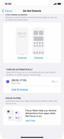 Press Add Schedule and follow the instructions on the screen to select settings for automatic activation of Do Not Disturb.