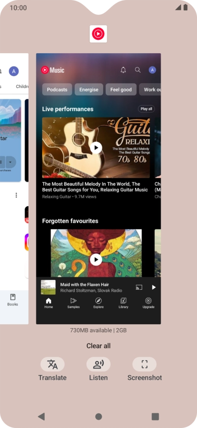 To end one running application, slide your finger upwards on the required application.
