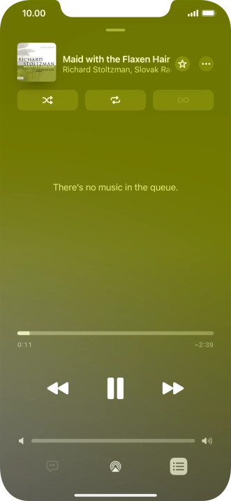 Press the shuffle icon to turn the function on or off.