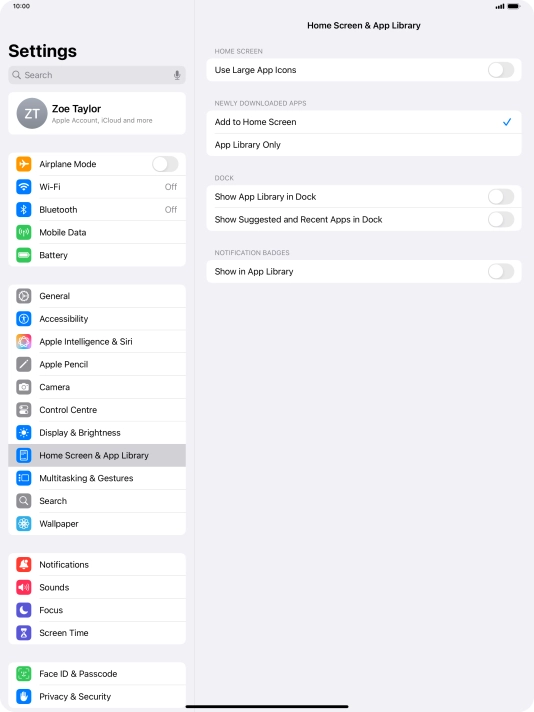 To add new downloaded apps to both the home screen and App Library, press Add to Home Screen.