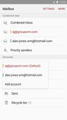 Press the required email account.