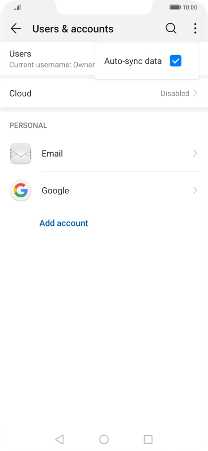 Press Auto-sync data to turn the function on or off.