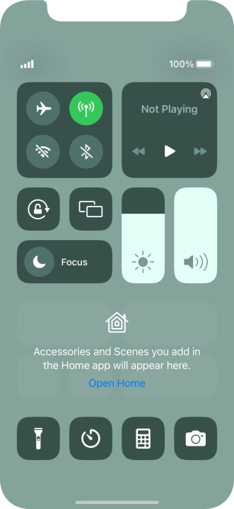 Press the flight mode icon to turn the function on or off.