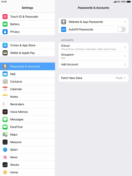 Press the name of the email account you've just set up.