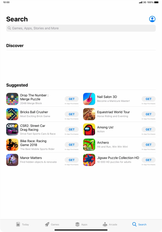 Press the search field.