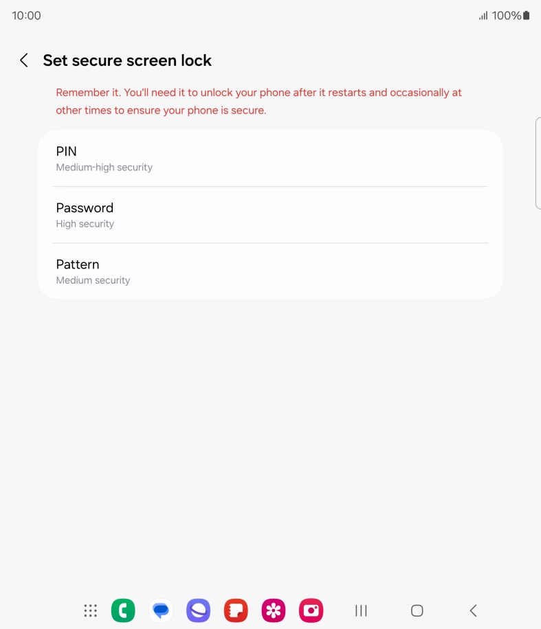 Press the required phone lock code and follow the instructions on the screen to create an additional phone lock code.