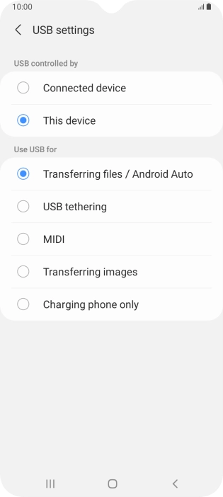 Press Transferring files / Android Auto.