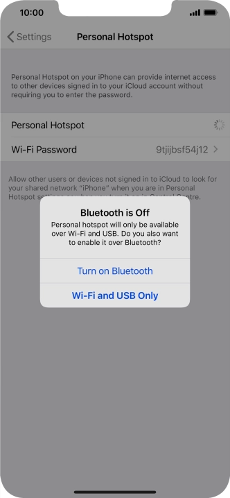 If Wi-Fi is turned on, press Wi-Fi and USB Only.