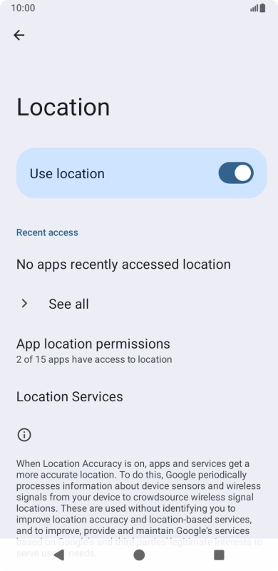 Press App location permissions.