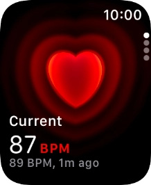 Your current heart rate is displayed below Current.