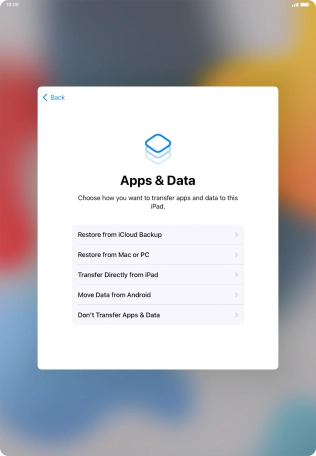 Press Don't Transfer Apps & Data and follow the instructions on the screen to finish the activation.
